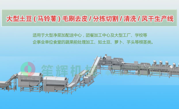 宁海连续式土豆去皮清洗切割风干生产线